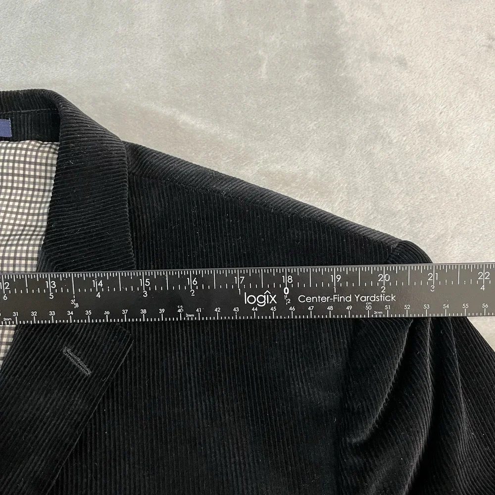 Saddlebred Black Corduroy Sport Coat Blazer Mens 48R 2 Button Cotton Jacket Prep